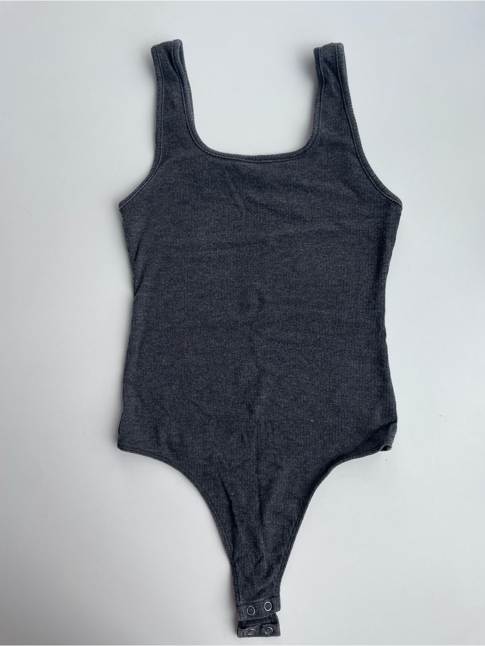 American Eagle Outfitters Dark Charcoal Ribbed Tank Bodysuit